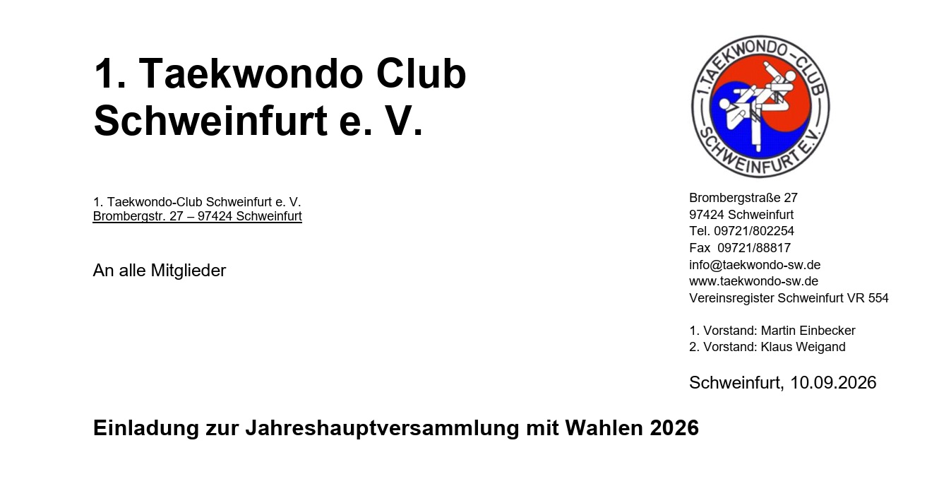 Einladung zur Jahreshauptversammlung 2026
