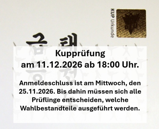 Meldung zur Kupprüfung